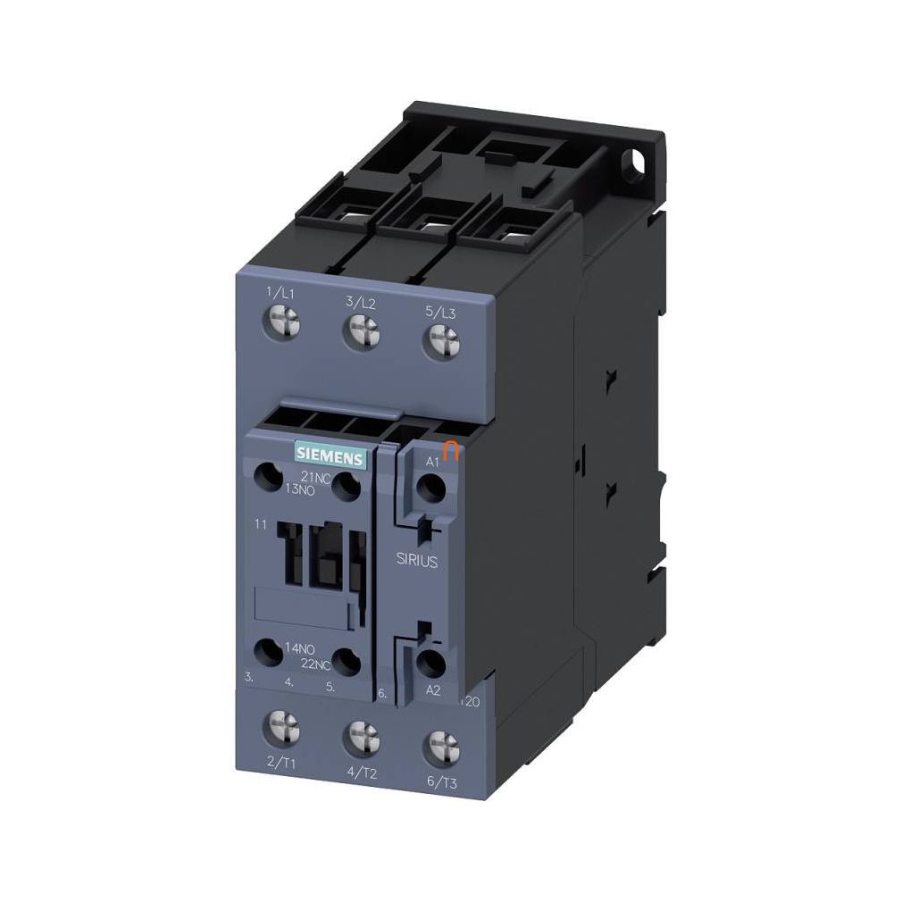 Siemens 3RT2037-1NB30 magnetocontactor, 30 kW/65 A, 20-33 VAC/DC, cu varistor, 1NO+1NC, S2, cu șurub