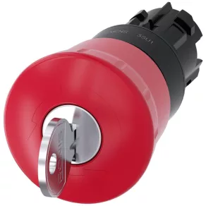   Cap de buton de urgență cu cheie Siemens 3SU1000-1HF20-0AA0, 40 mm, roșu, deblocare prin rotire, RONIS SB30 Sir