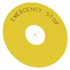   Siemens 3SU1900-0BC31-0DA0, autocolant circular galben de 75 mm, STOP DE URGENȚĂ