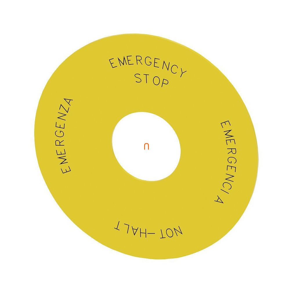 Siemens 3SU1900-0BC31-0NB0 circular, 75 mm, self-adhesive yellow sticker, 4 languages: DE, EN, IT, SP
