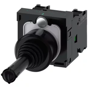   Joystick Siemens 3SU1100-7AC10-1NA0, bidirecțional (orizontal), 1NO/1NO, cu revenire automată, fără zăvor mecanic, cu prindere prin șurub