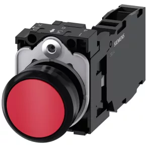   Buton complet Siemens 3SU1100-0AB20-1FA0, roșu, 1NO+1NC, cu fixare prin șuruburi, Sirius