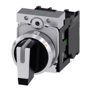   Siemens 3SU1150-2BL60-1NA0 comutator complet, cu 3 poziții, alb, 2NO, metalic, cu fixare prin șuruburi, Sirius