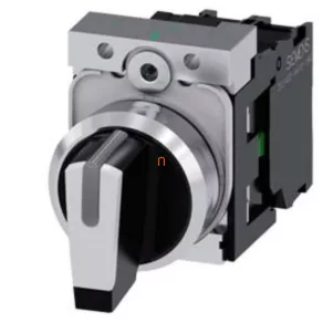   Comutator complet Siemens 3SU1150-2BM60-1NA0, cu 3 poziții, alb, cu revenire automată, 2NO, din metal, cu prindere prin șuruburi, Sirius