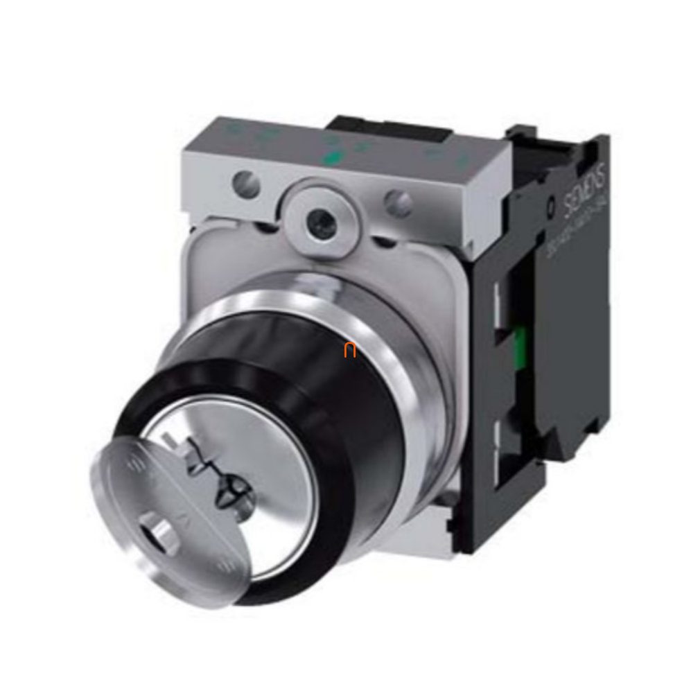 Siemens 3SU1150-4BF11-1BA0 comutator complet cu cheie, 2 poziții, 1NO, RONIS SB30, cheie în toate pozițiile