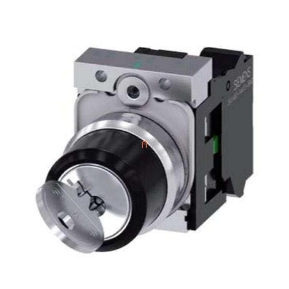 Siemens 3SU1150-4BF11-3BA0 comutator complet cu cheie, 2 poziții, 1NO, RONIS SB30, cheie în toate pozițiile