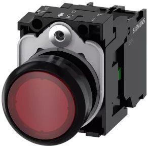   Siemens 3SU1102-0AB20-1BA0 buton luminos complet, roșu, 24 V c.a./c.c., 1NO, cu fixare prin șuruburi Sirius