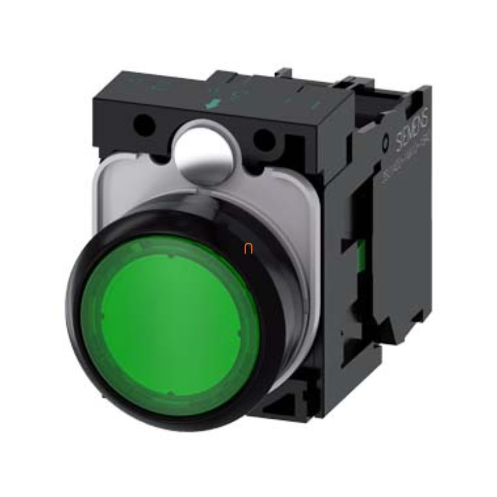 Siemens 3SU1102-0AB40-1BA0 buton iluminat complet, verde, 24VAC/DC, 1NO, cu șurub Sirius