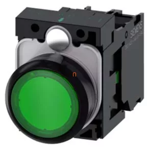   Siemens 3SU1102-0AB40-1BA0 buton luminos complet, verde, 24 V c.a./c.c., 1NO, cu fixare prin șuruburi Sirius