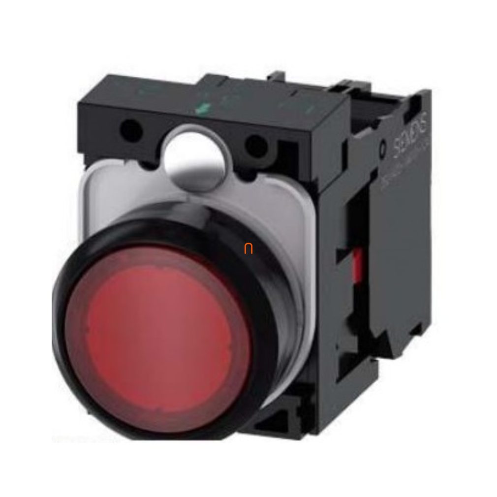 Siemens 3SU1102-0AB20-1CA0 buton iluminat complet, roșu, 24VAC/DC, 1NC, cu șurub Sirius