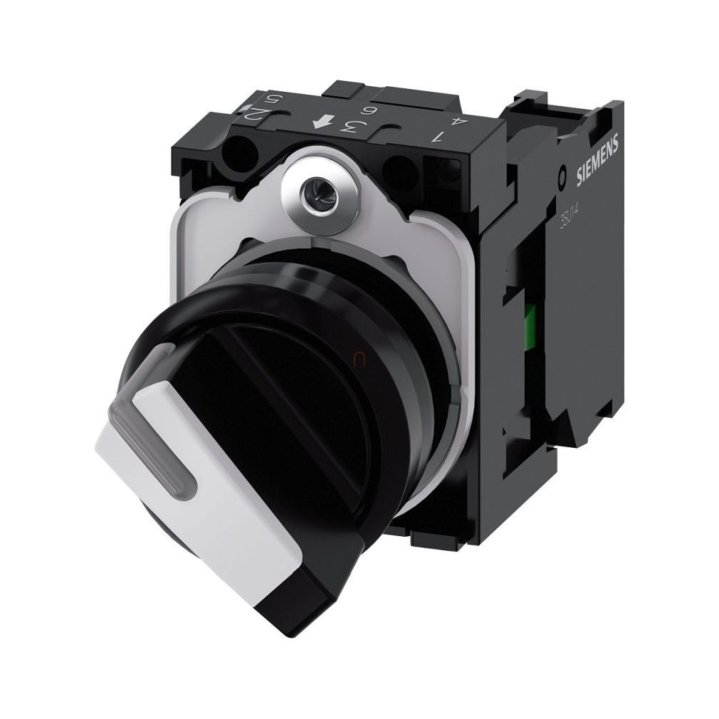 Siemens 3SU1100-2BF60-1BA0 komplett kapcsoló, 2 állású, fehér, 1NO, csavaros Sirius