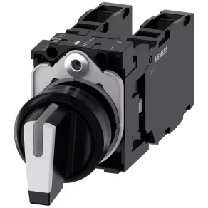   Siemens 3SU1100-2BL60-1LA0 comutator complet, cu 3 poziții, alb, 2x(NO+NC), cu prindere prin șuruburi, Sirius