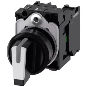   Siemens 3SU1100-2BL60-1NA0 comutator complet, cu 3 poziții, alb, 2NO, cu prindere prin șuruburi, Sirius