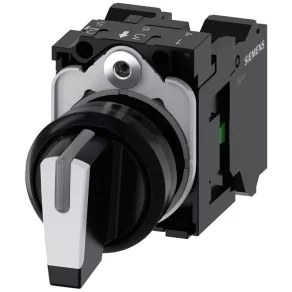   Comutator complet Siemens 3SU1100-2BL60-3NA0, cu 3 poziții, alb, 2NO, cu arc, Sirius