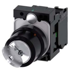   Comutator cu cheie complet Siemens 3SU1100-4BF11-1BA0, 2 poziții, 1NO, RONIS SB30, cheie în toate pozițiile