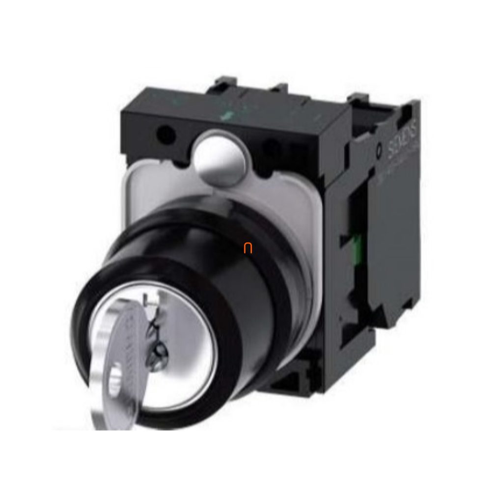 Siemens 3SU1100-4BL11-1NA0 comutator complet cu cheie, 3 poziții, 2NO, RONIS SB30, cheie în toate pozițiile