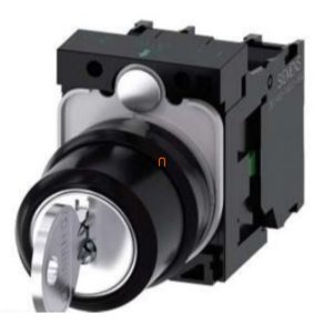   Siemens 3SU1100-4BL11-1NA0 comutator cu cheie complet, 3 poziții, 2NO, RONIS SB30, cheie în toate pozițiile