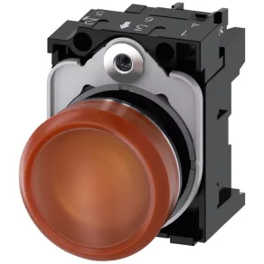   Semnalizator complet Siemens 3SU1152-6AA00-1AA0, portocaliu, 24 V c.a./c.c., metalic, cu prindere prin șuruburi Sirius