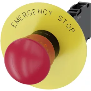   Buton de urgență complet Siemens 3SU1100-1HB20-1FG0, 40 mm, 1NO+NC, cu etichetă (EMERGENCY STOP)