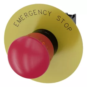   Buton de urgență complet Siemens 3SU1100-1HB20-1CG0, 40 mm, 1NC, cu etichetă (EMERGENCY STOP), deblocare prin rotire
