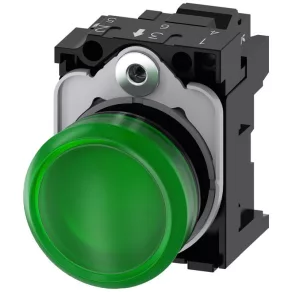   Semnalizator complet Siemens 3SU1103-6AA40-3AA0, verde, 110 V c.a., cu prindere prin șuruburi Sirius