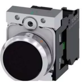   Buton complet Siemens 3SU1150-0AB10-1BA0, negru, 1NO, metalic, cu fixare prin șuruburi, Sirius