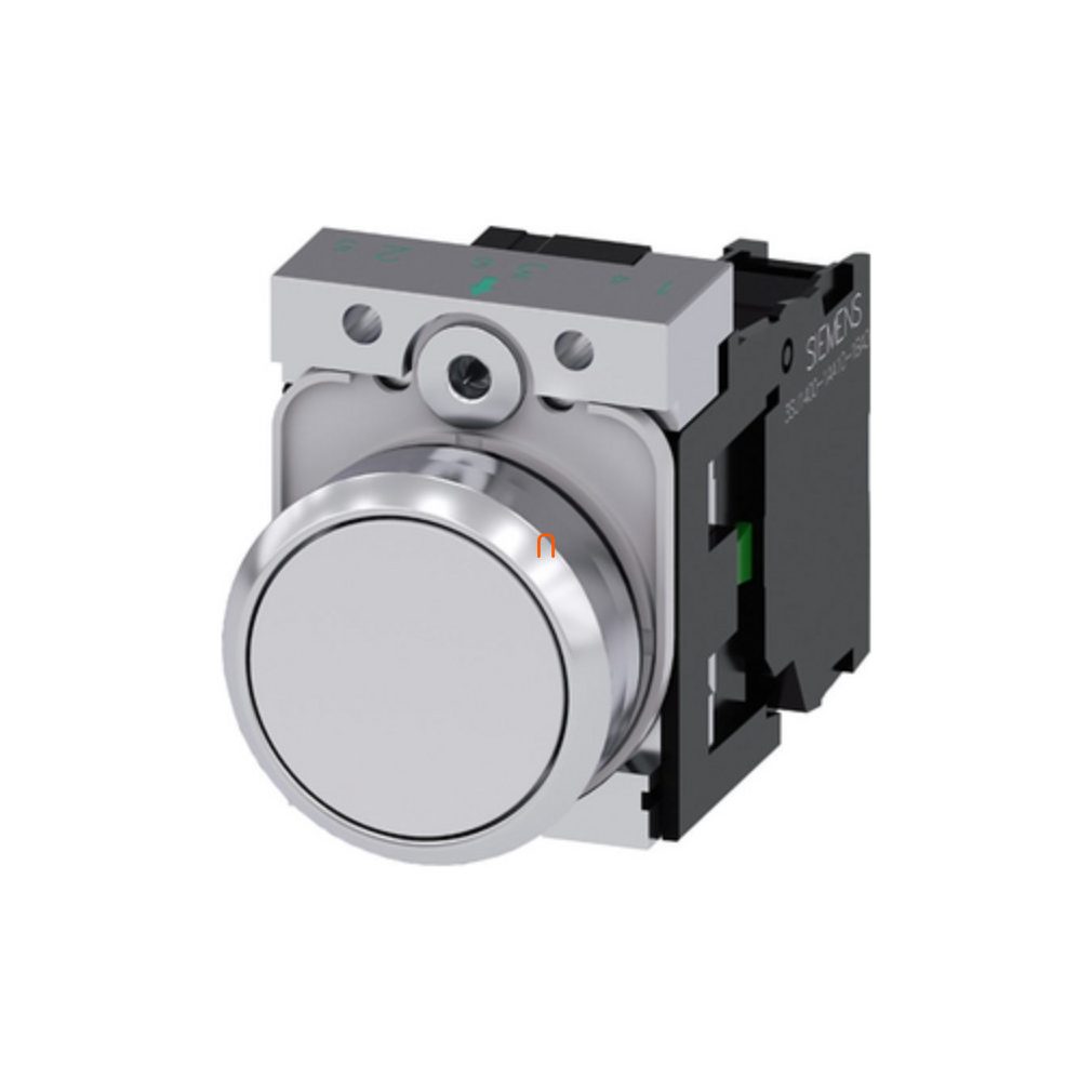 Siemens 3SU1150-0AB60-1BA0 buton complet, alb, 1NO, metal, cu șurub Sirius