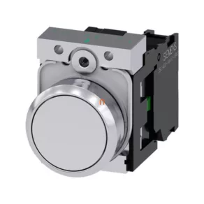   Butoon complet Siemens 3SU1150-0AB60-1BA0, alb, 1NO, metalic, cu fixare prin șuruburi Sirius