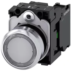   Buton complet Siemens 3SU1150-0AB70-1BA0, transparent, 1NO, metalic, cu fixare prin șuruburi, Sirius