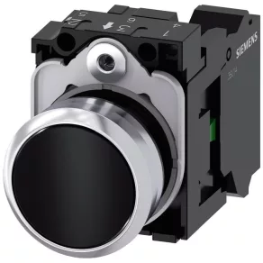   Buton complet Siemens 3SU1150-0AB10-3BA0, negru, 1NO, metalic, cu arc Sirius