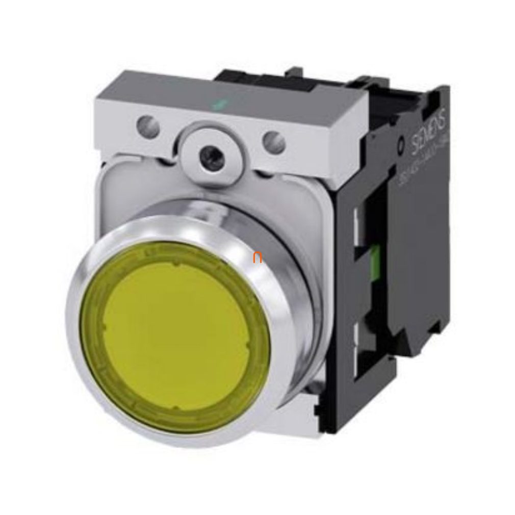 Siemens 3SU1152-0AB30-1BA0 buton iluminat complet, galben, 24VAC/DC, 1NO, metal, cu șurub Sirius