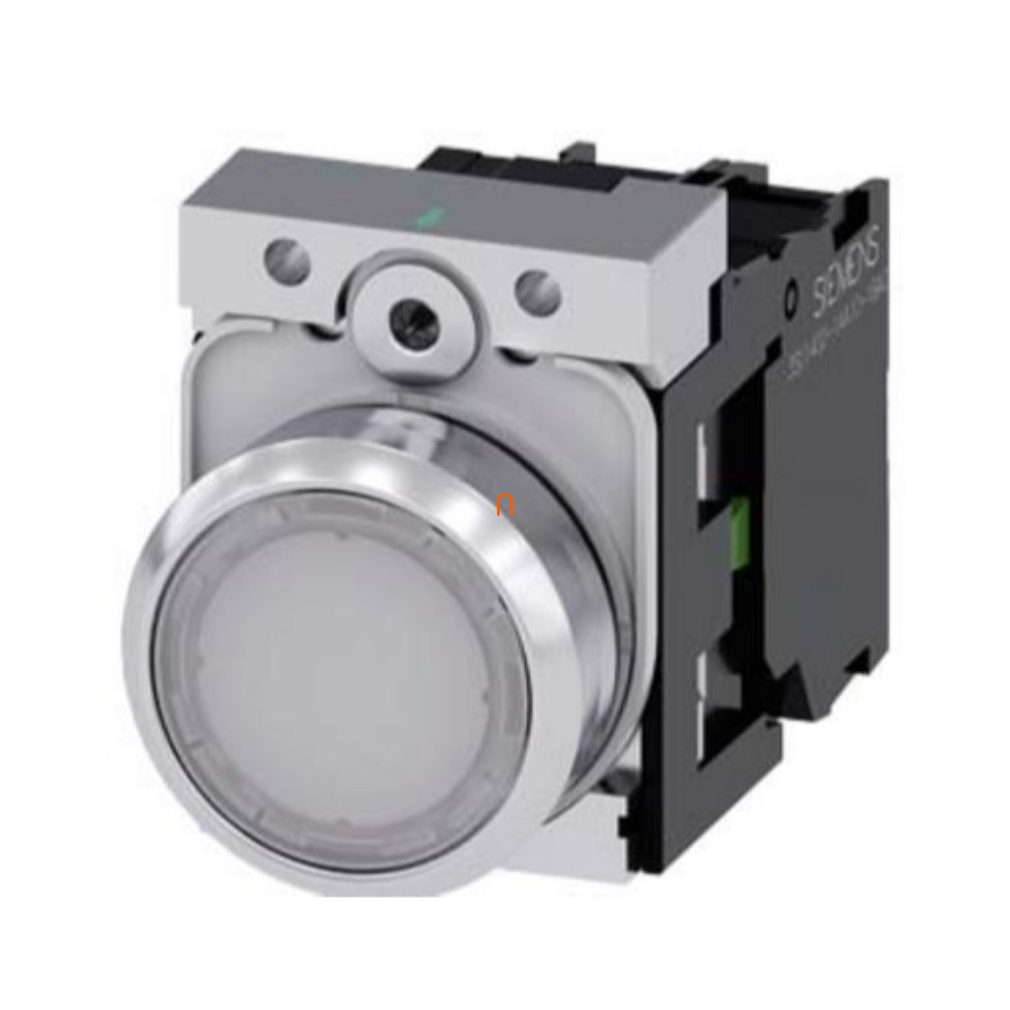 Siemens 3SU1152-0AB60-1BA0 buton complet iluminat, alb, 24VAC/DC, 1NO, metal, cu șurub Sirius