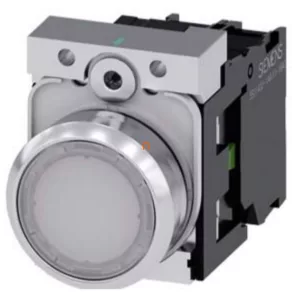   Siemens 3SU1152-0AB60-1BA0 buton luminos complet, alb, 24 V c.a./c.c., 1NO, metalic, cu fixare prin șuruburi Sirius