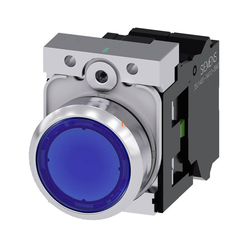 Siemens 3SU1152-0AB50-3BA0 buton iluminat complet, albastru, 24VAC/DC, 1NO, metal, cu arc Sirius