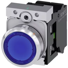  Siemens 3SU1152-0AB50-3BA0 buton luminos complet, albastru, 24 V c.a./c.c., 1NO, metalic, cu arc, Sirius