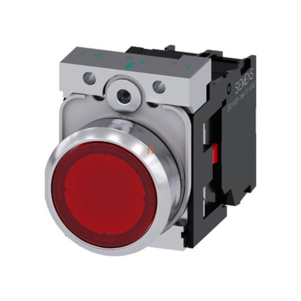 Siemens 3SU1152-0AB20-1CA0 buton iluminat complet, roșu, 24VAC/DC, 1NC, metal, cu șurub Sirius