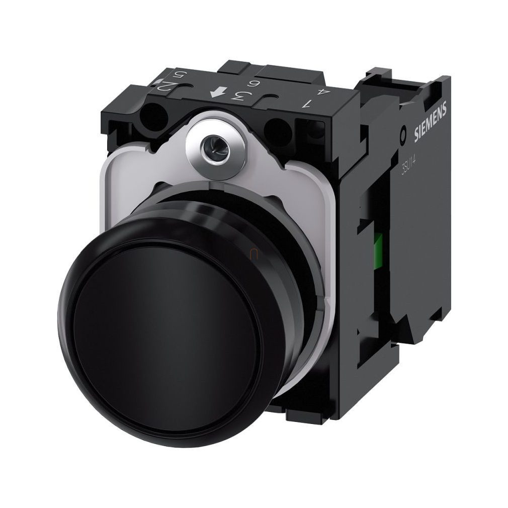 Siemens 3SU1100-0AB10-1BA0 komplett nyomógomb, fekete, 1NO, csavaros Sirius