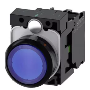   Siemens 3SU1106-0AB50-1BA0 buton cu lumină, complet, albastru, 230 V c.a., 1NO, cu prindere prin șuruburi, Sirius