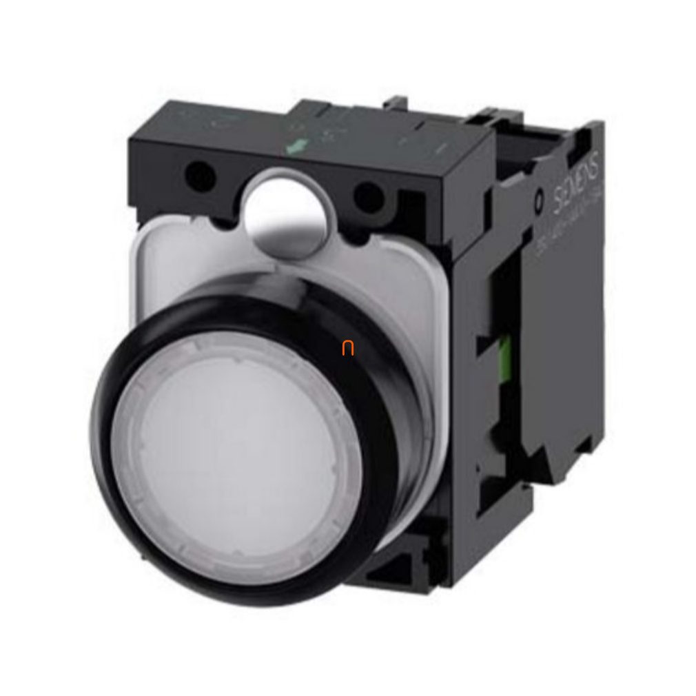 Siemens 3SU1106-0AB60-1BA0 buton complet iluminat, alb, 230VAC, 1NO, cu șurub Sirius