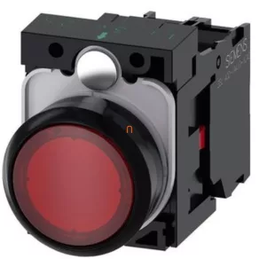   Siemens 3SU1106-0AB20-1CA0 buton cu lumină, roșu, 230 V c.a., 1NC, cu fixare prin șuruburi, Sirius