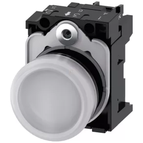   Semnalizator complet Siemens 3SU1106-6AA60-1AA0, alb, 230 V c.a., cu prindere prin șuruburi Sirius