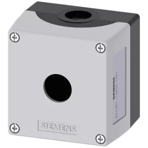   Carcasă pentru buton Siemens 3SU1801-1AA00-1AA1, goală, cu o singură gaură, cu orificiu central, gri Sirius