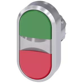   Buton luminos cu două capete Siemens 3SU1051-3AB42-0AA0, verde/roșu, metalic Sirius