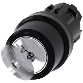   Cap de comutare cu cheie Siemens 3SU1000-4CF01-0AA0, cu 2 poziții, RONIS 455, cheie detașabilă în poziția O, Sirius