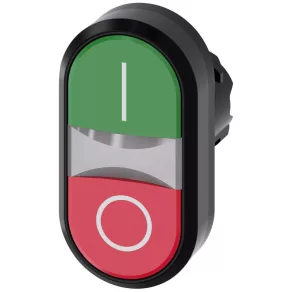   Butoan luminoas cu două capete Siemens 3SU1001-3AB42-0AK0, verde (I) / roșu (O) Sirius