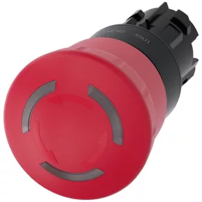   Cap de buton de urgență luminos Siemens 3SU1001-1HB20-0AA0, 40 mm, roșu, deblocare prin rotire Sirius
