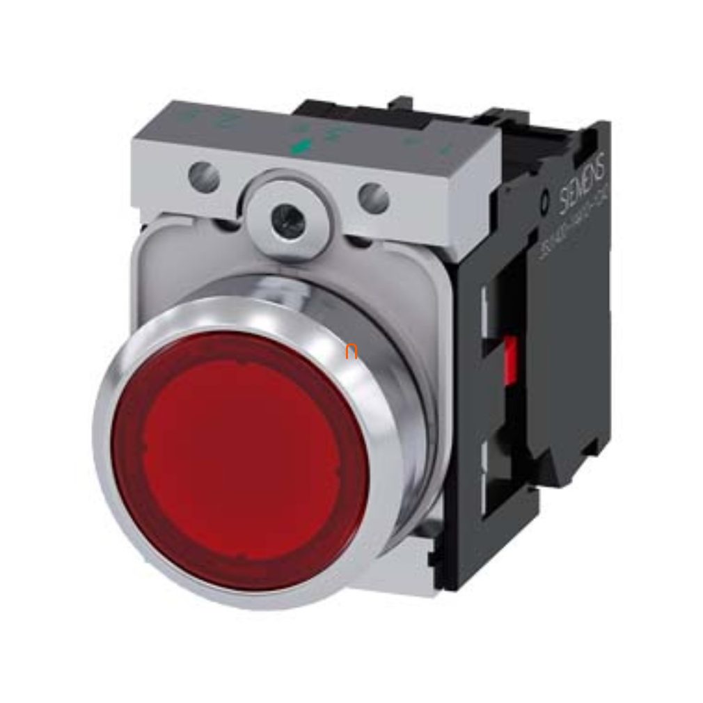 Siemens 3SU1156-0AB20-1CA0 buton iluminat complet, roșu, 230VAC, 1NC, metal, cu șurub Sirius