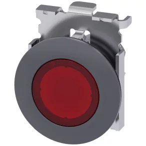   Cap de buton luminos Siemens 3SU1061-0JB20-0AA0, roșu, plat, pentru orificiu de 30 mm! Sirius