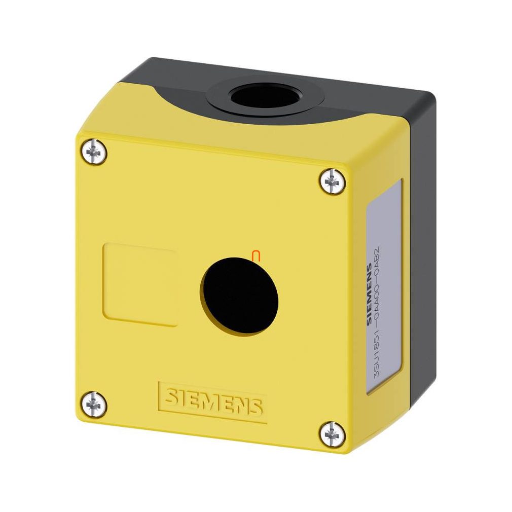 Siemens 3SU1851-0AA00-0AB2 buton cu carcasă, metal, 1 orificiu, galben, cu adâncitură pentru etichetare Sirius