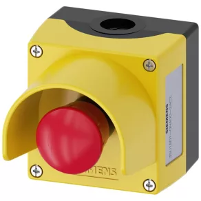   Buton de urgență în carcasă Siemens 3SU1801-0NA00-2AC2 cu guler de protecție, 1NC, deblocare prin rotire Sirius